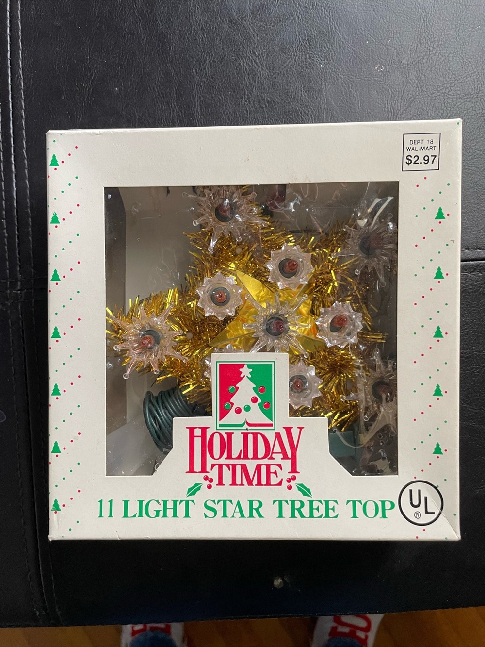 Vintage Star Tree Topper 11-Light Gold Tinsel Christmas Decor